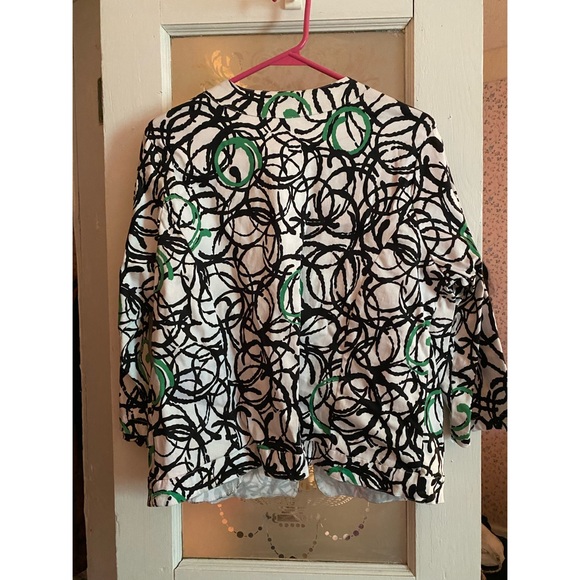 Allison Lane Black & Green Swirl Button Up Jacket - Picture 2 of 2